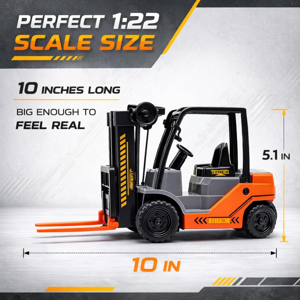 Liberty Imports Toy Forklift Truck with Pallet & Cargo - 1:22 Scale Friction Powered Wheels & Manual Lifting Control - Warehouse Lifting Vehicle for Kids Play