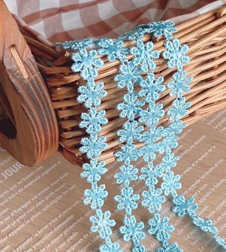 Lily lion［リリーリオン］ 花モチーフレース 小花モチーフ 花びらモチーフ フラワーモチーフ 縫い付け 飾り付け ドレス作り 衣装作り アクセサリー ハンドメイド 手芸 手作り 洋服 材料 装飾 (パウダーブルー, 2m) - Lily lion - 商品画像