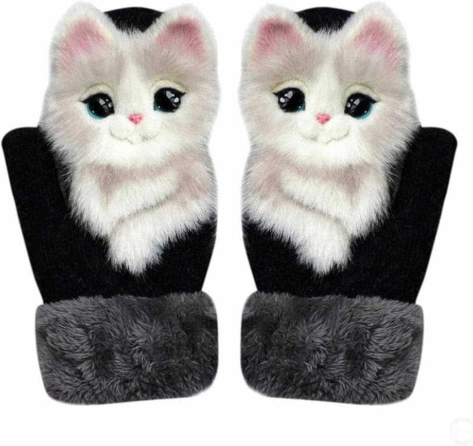 Hand-knitted Animal Mittens, Cute Animal Knitted Gloves Full Fingers Thickening Soft Winter Warm Mittens Women Girls Hand-knitted Animal Mittens, Cute Animal Knitted Gloves Full Fingers Thickening Soft Winter Warm Mittens Women Girls