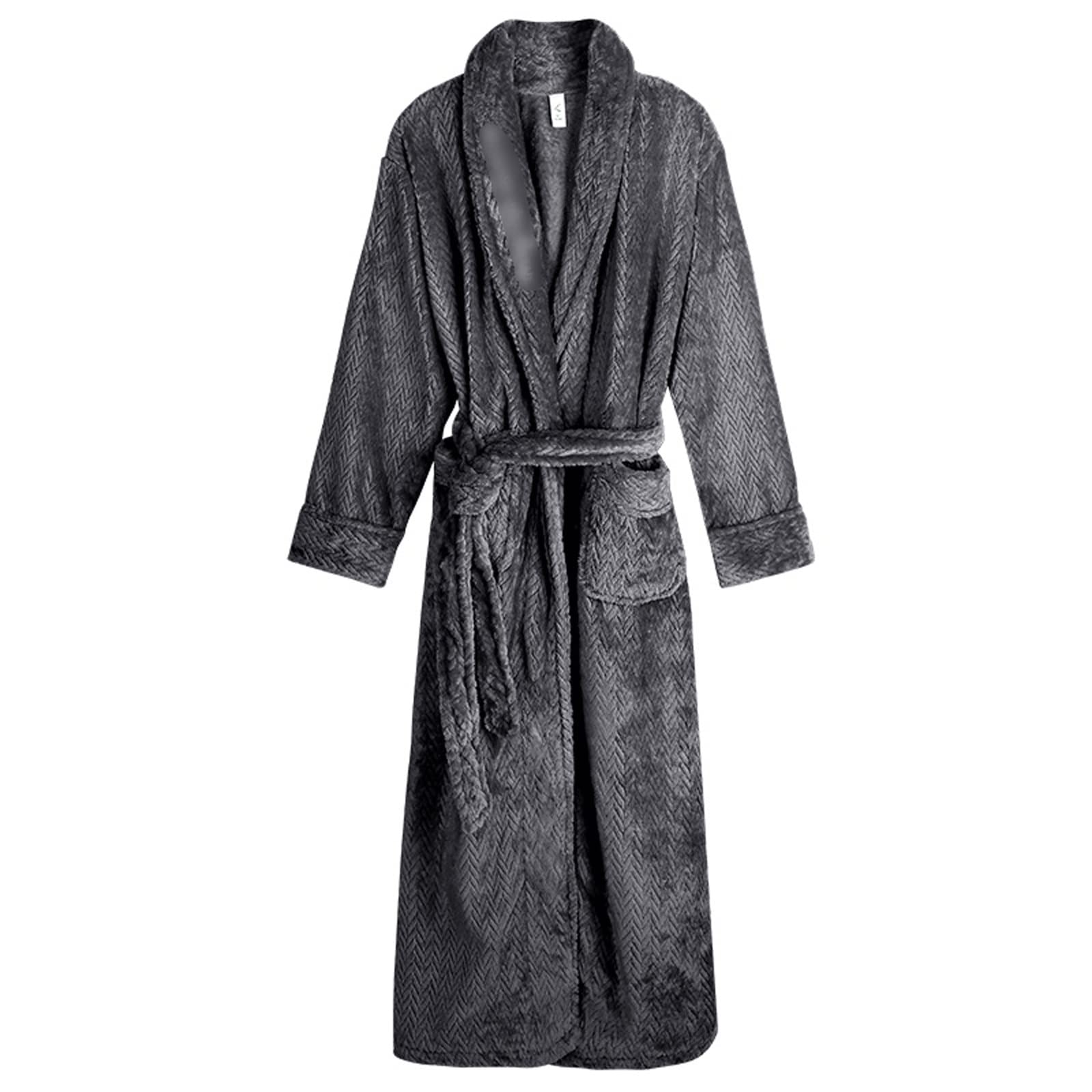 Szlafrok damski z grubego polaru koralowego Długi szlafrok z polaru Zima i jesień Plus rozmiar 3XL Ciepły szlafrok damski frotte Kimono damskie (gr. XL)