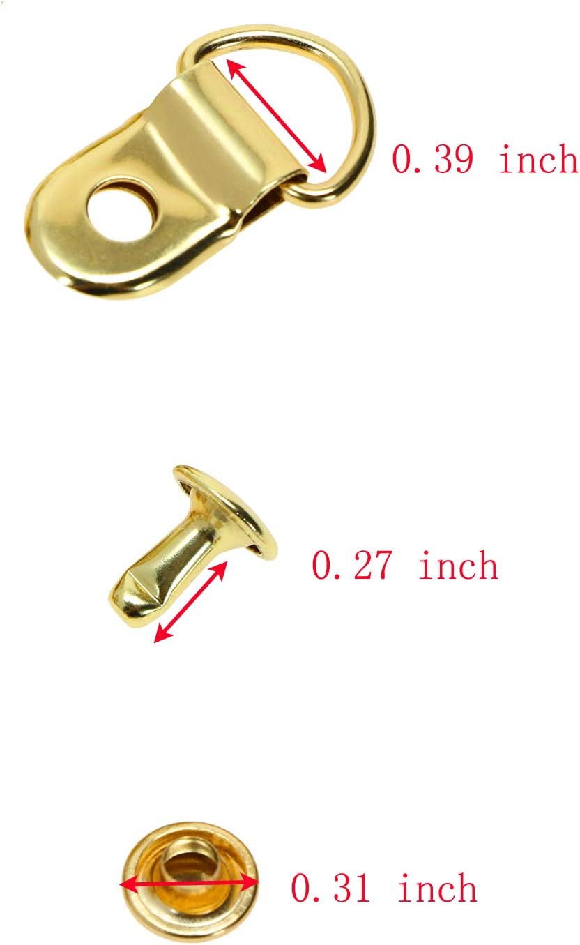 ONLYKXY 50 Pieces Shoe Boot Lace Hooks, Loop Ring with Rivets, Shoe Boot Buckle (Gold)