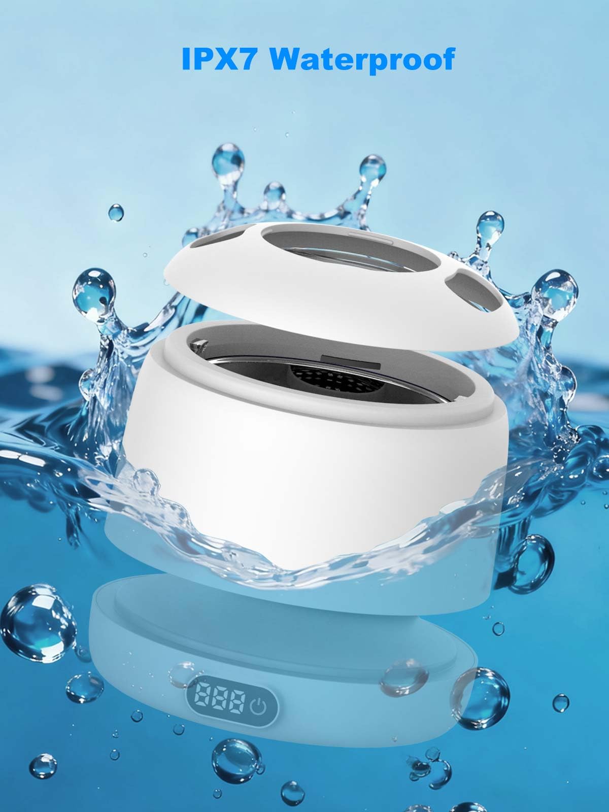 Voraiya Nettoyeur Ultrasons Dentaire IPX7 Etanche Ultrasonic Cleaner Base & Dental Pod Amovible Nettoyant Ultrason avec 2 UV Lampes pour Prothèses Dentaires, Gouttière Dentaire, Retainer, Bijoux