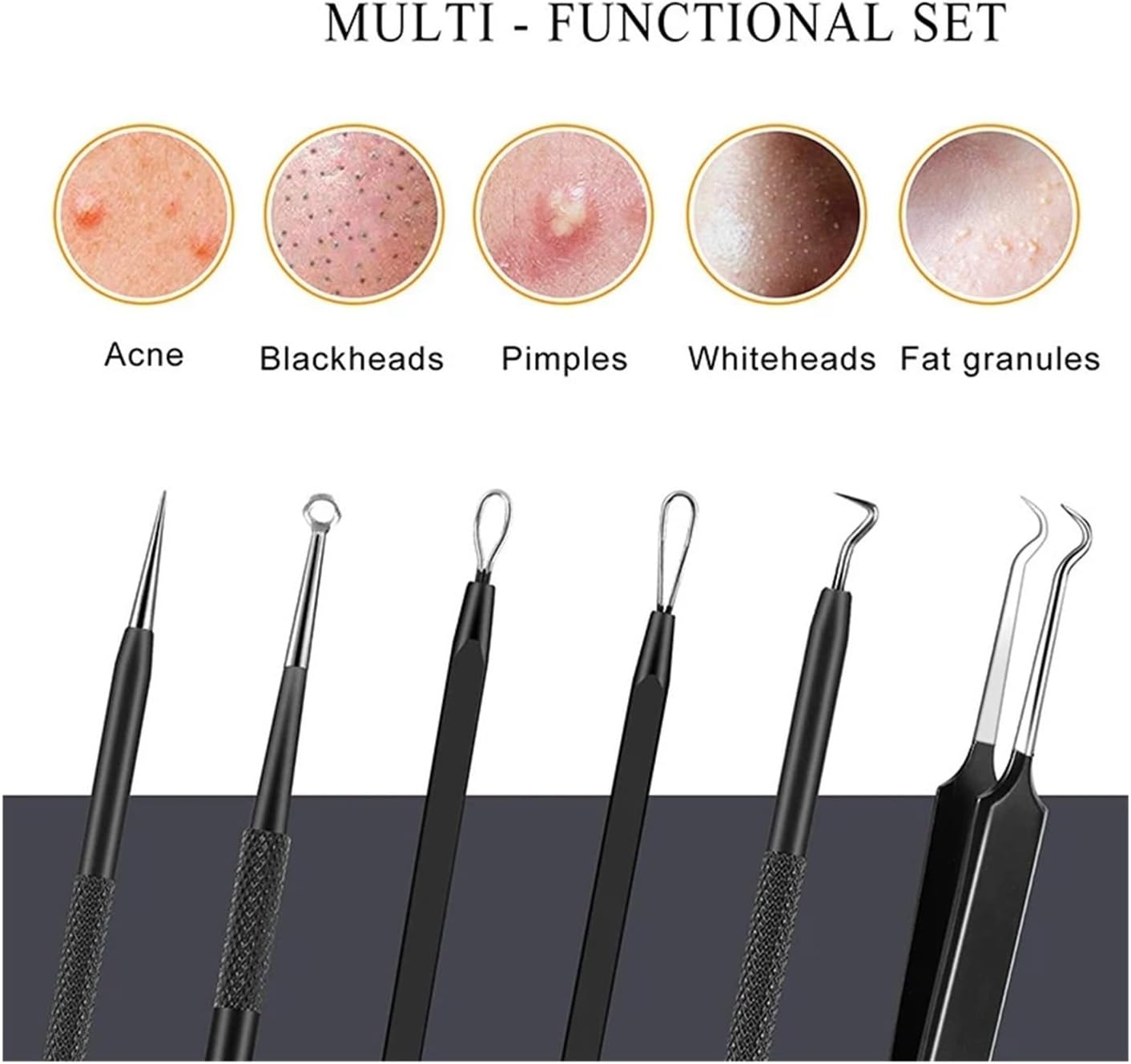 Ingrown Hair Tweezers Acne Blackhead Removal Needles Black Dots Cleaner Pore Cleaner Deep Cleansing Face Skin Care Tools(Silver)
