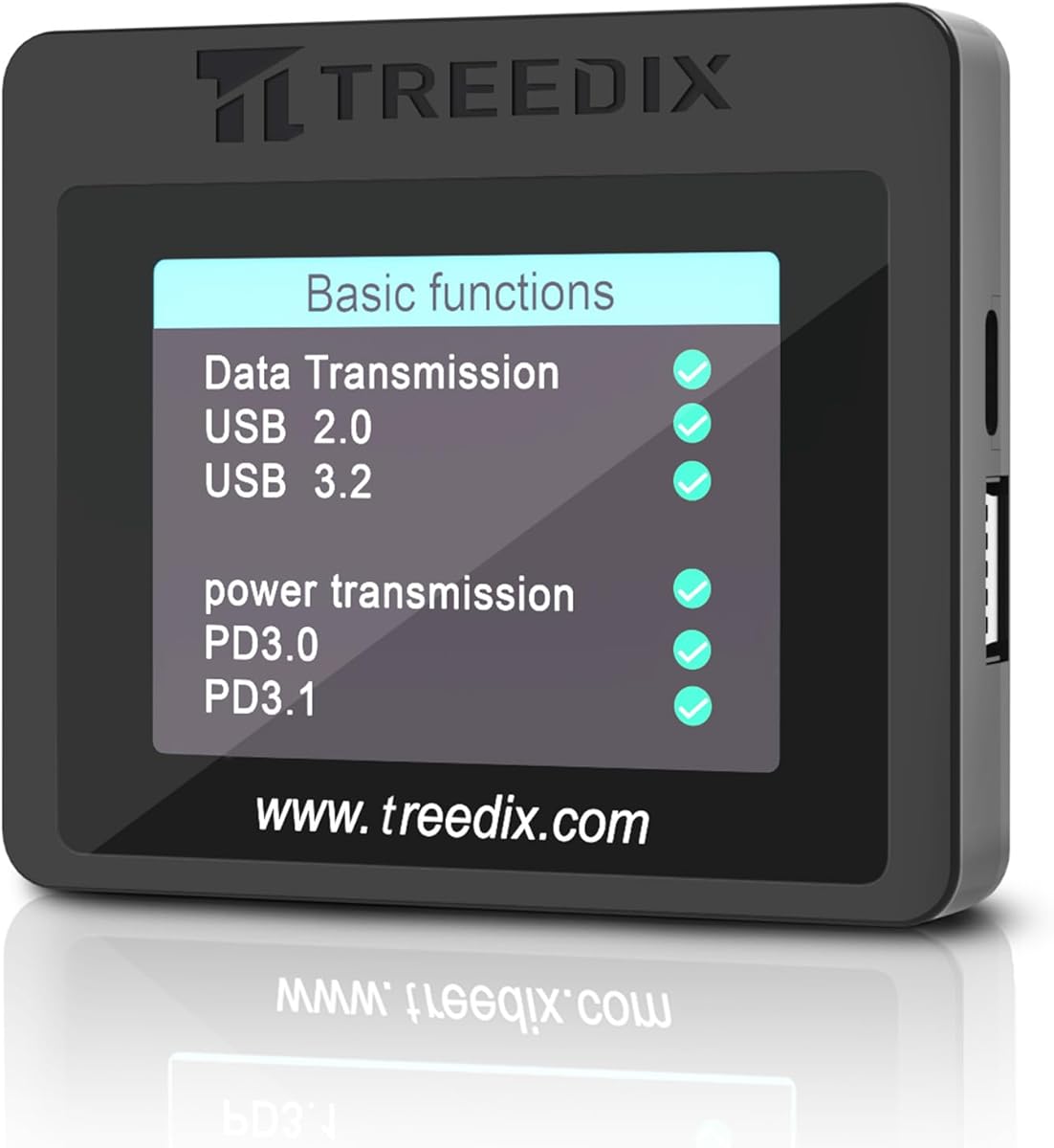 Treedix USB Cable Tester with 2.4" Color Screen for eMarker Reading, PD 3.0/3.1 Detection, Resistor and Continuity Check, Compatible with Lightning, Type-C, Micro-B 2.0/3.0, and Mini-B Cables