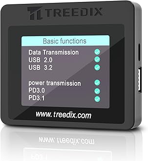 USB Cable Tester with 2.4" Color Screen for eMarker Reading, PD 3.0/3.1 Detection, Resistor and Continuity Check, Compatible with Lightning, Type-C, Micro-B 2.0/3.0, and Mini-B Cables