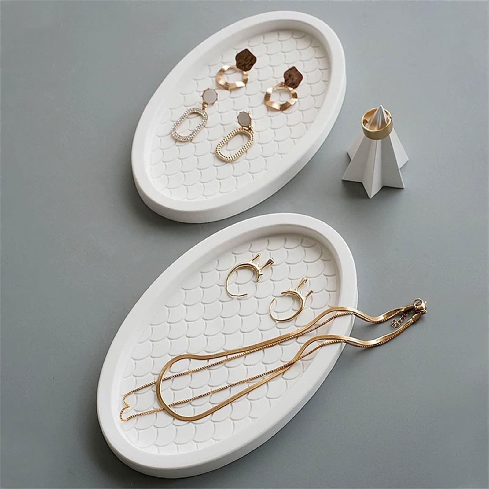 Estetyka 3 Pack Fish Scale Texture Gypsum Jewelry Display Tray Set