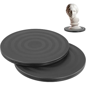 QWORK 2 x 20 cm rotating disc with steel ball bearings 360  rotating platform non-slip design for electronics plants and crafts