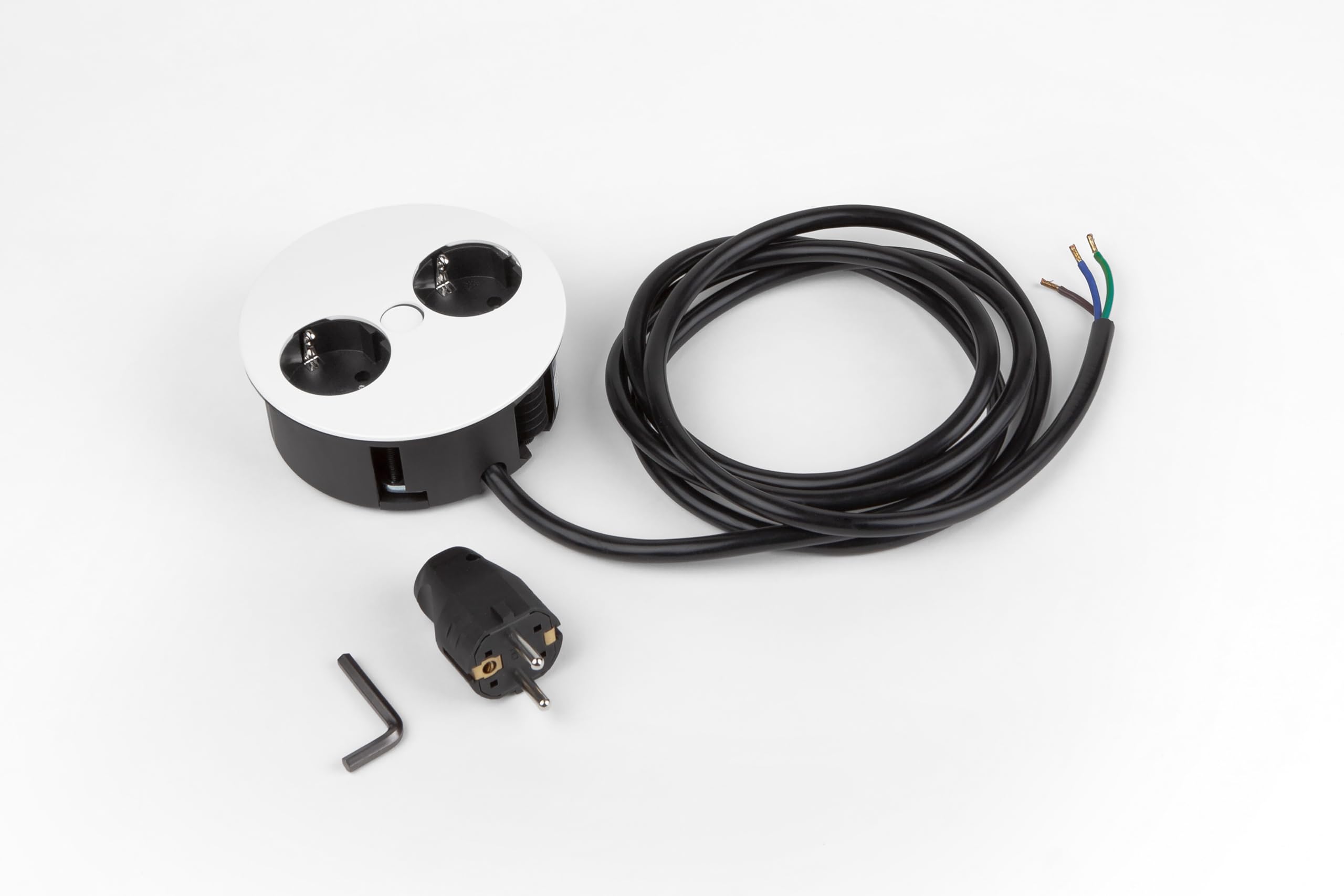 Bachmann 931.250 Twist Unidad de Toma de Corriente, 2X enchufes con Puesta a Tierra, Blanco Mate
