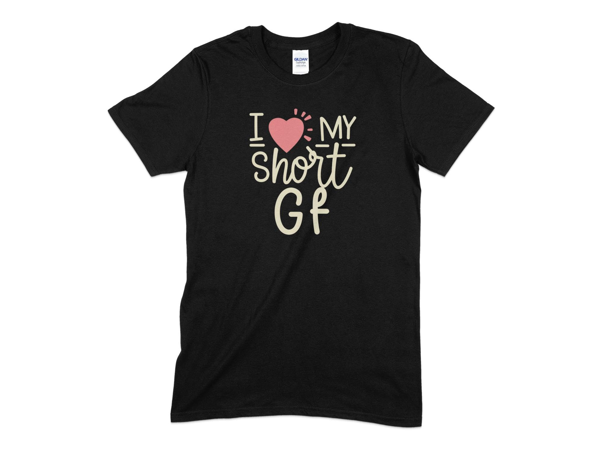 Funny Short Girlfriend Love T-Shirt, Cute Couple's Tee, I Love My Short GF  Shirt, Romantic Gift for Boyfriend, Unisex T-Shirt (Large, Black)