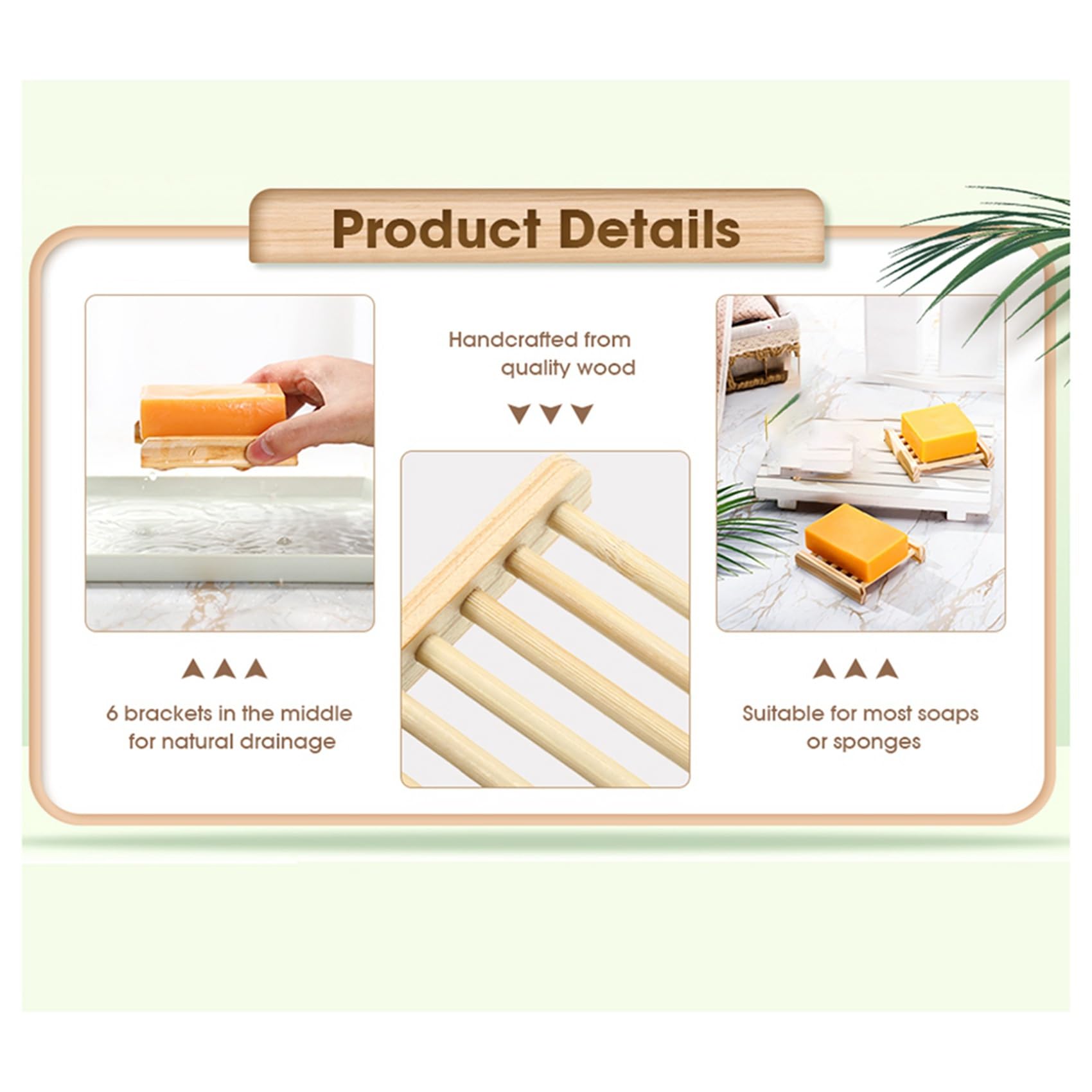 Juego de 75 Jaboneras de Bambú con Escurridor. Jabonera y Escurridor de Madera Sencillos para Secar Artículos de Baño y Cocina.