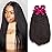 Kinky Straight Bundles, Kerriana 20 22 24 Inch Human Hair Bundles 100% Unprocessed Brazilian 3 bundles For Black Women Natural Black Color