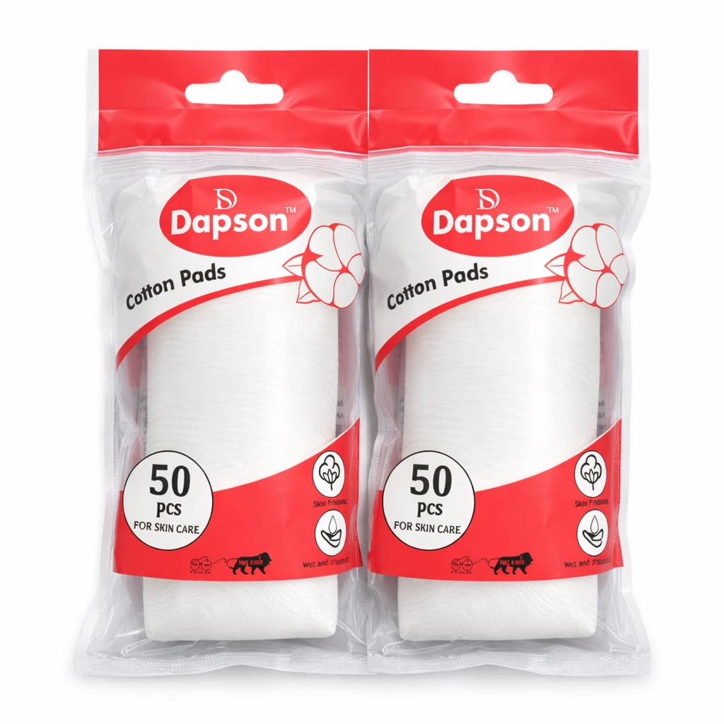 Dapson Cotton Pads for Skin Care, Lint-Free, Dual Textured, Stitched Edges, 50 Pieces (Pack of 2)-image-16