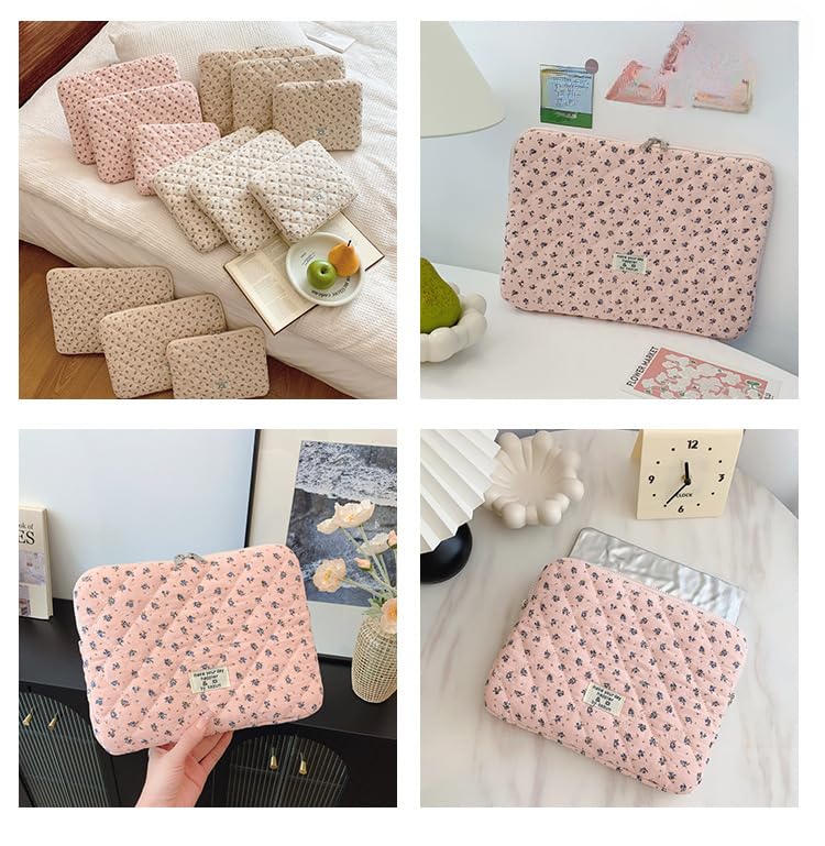 Funda acolchada floral para portátil 9-11 pulg rosa miniatura 3