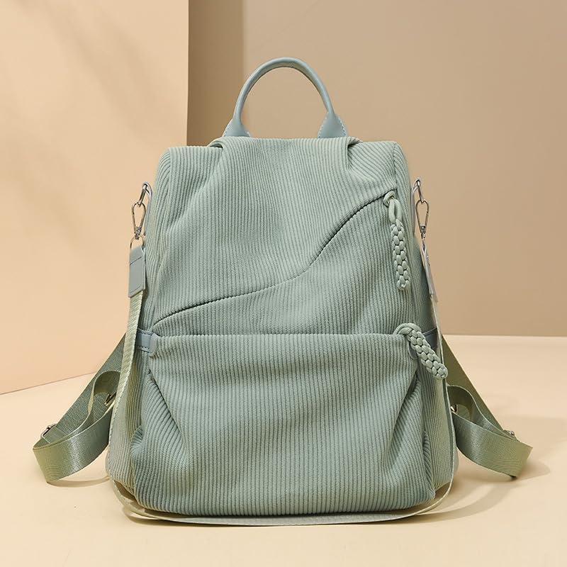 Corduroy Backpack, for Teens Large Corduroy Bookbag Lightweight Laptop Bag for fashion Girls Women Casual High School Use (Green) - Image 3