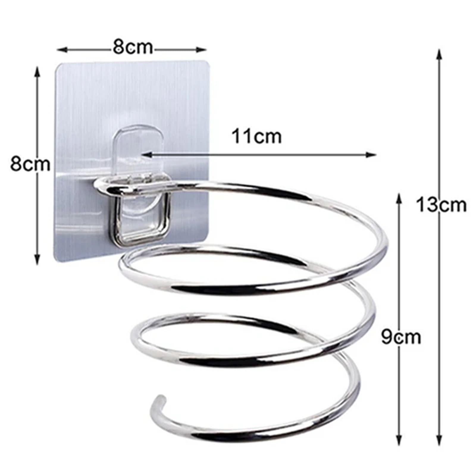 2Pcs Haartrockner Halter Gebläse Organizer Klebstoff Wand Montiert Nagel Kostenloser Kein Bohren Edelstahl Spirale Ständer for Badezimmer Für Haartrockner