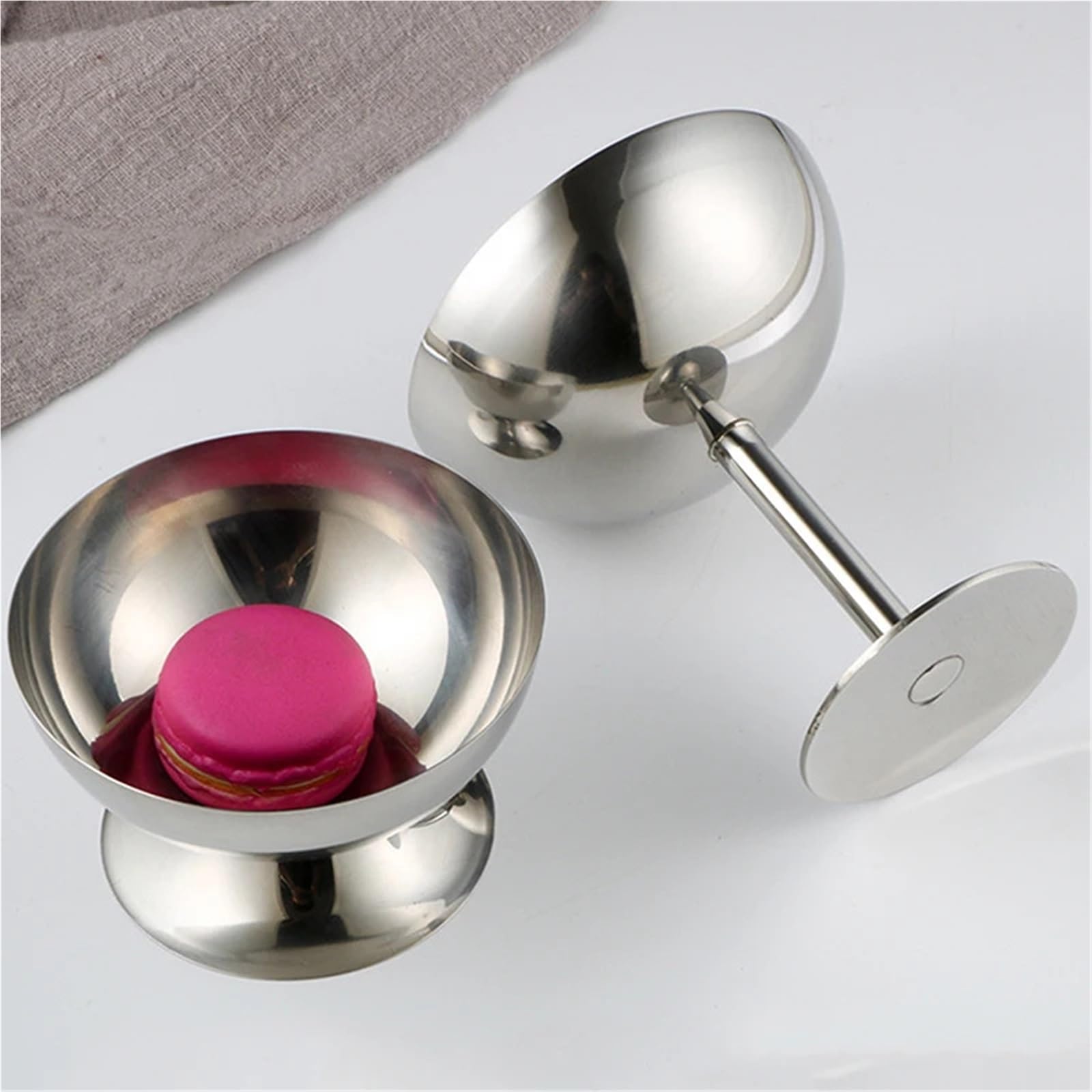 Coppe Gelato 2 Pezzi di Tazza in Acciaio Inossidabile for Gelato, insalatiera, Piatto di Frutta, Piatto for Snack, Forniture for Bar KTV per Dessert(Silver1)