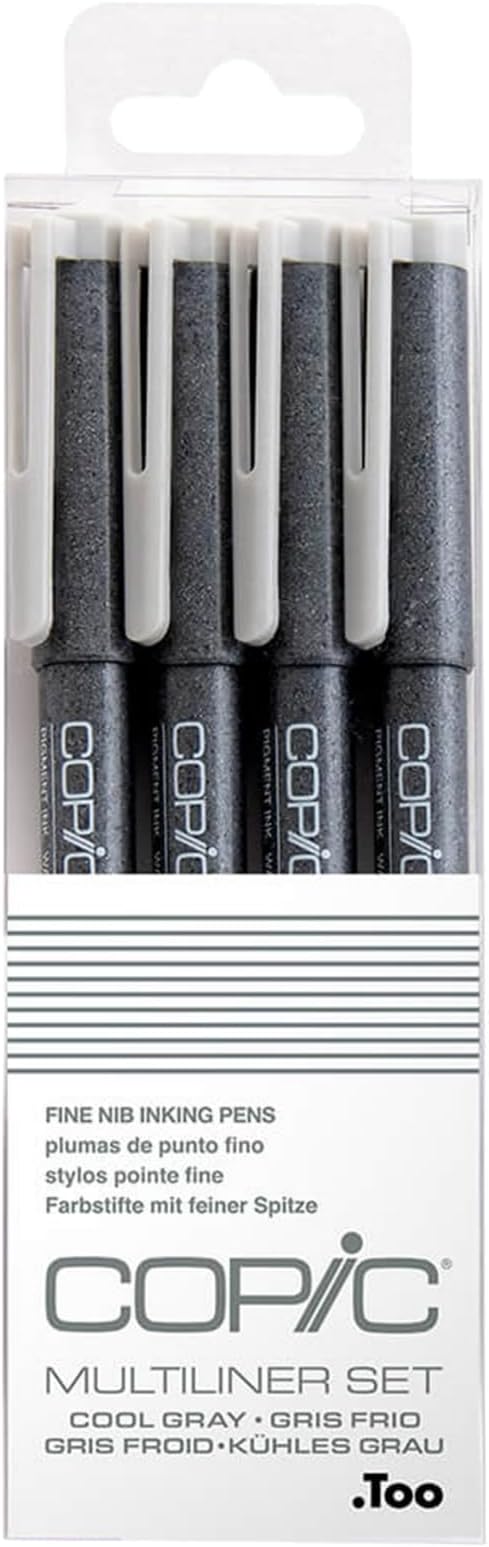 Multiliner Coloured Marker Pen Cool Grey Set 4 Pieces, Arts & Crafts, Graphics, Highlighter, Design, Anime, Professional & Beginners, Art Supplies & Colouring Books