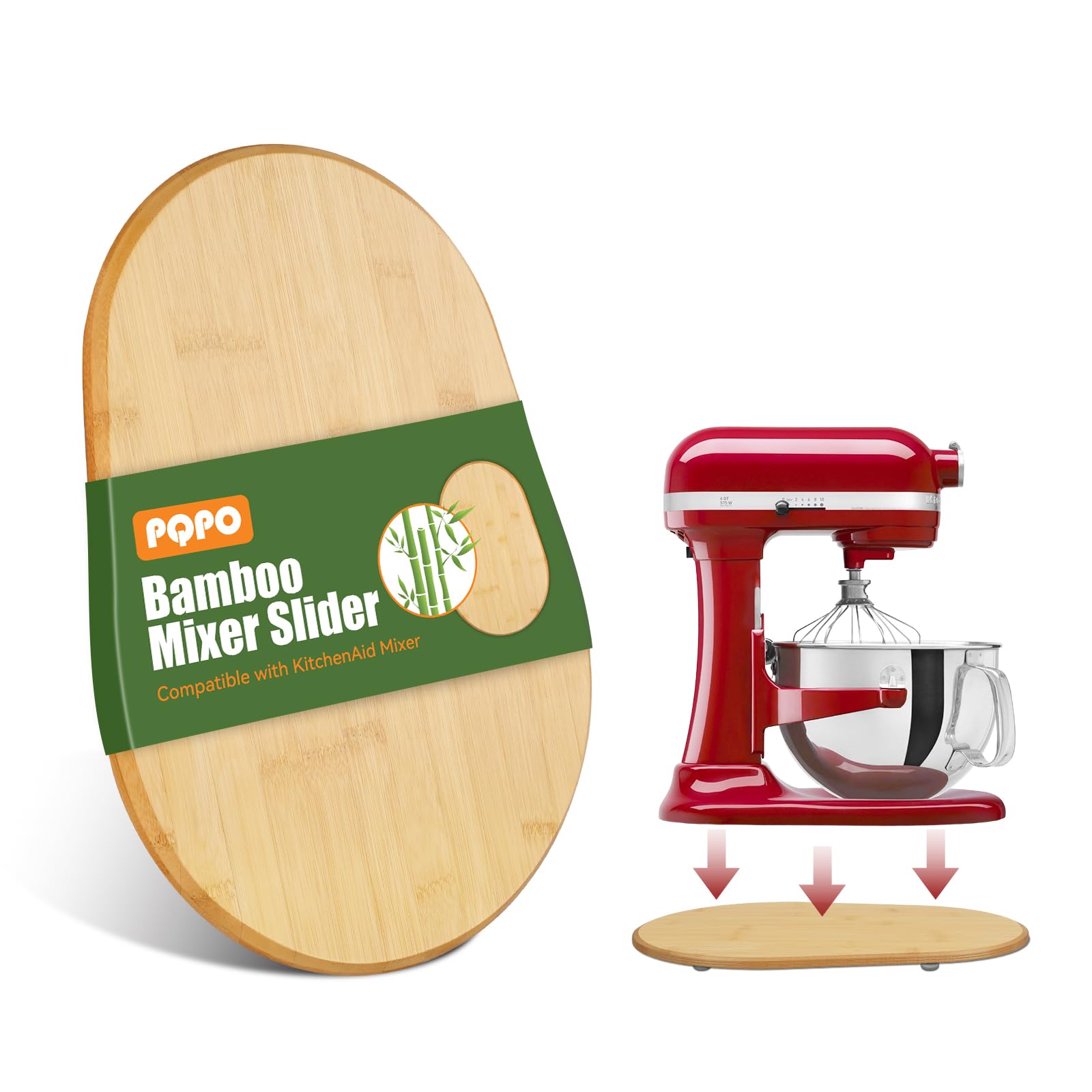 Bamboo Mixer Slider Compatible with Kitchen Aid 6-8 Qt Bowl Lift Stand Mixer, Easy-to-Move, Countertop-Protecting Mixer Accessories โ image 1