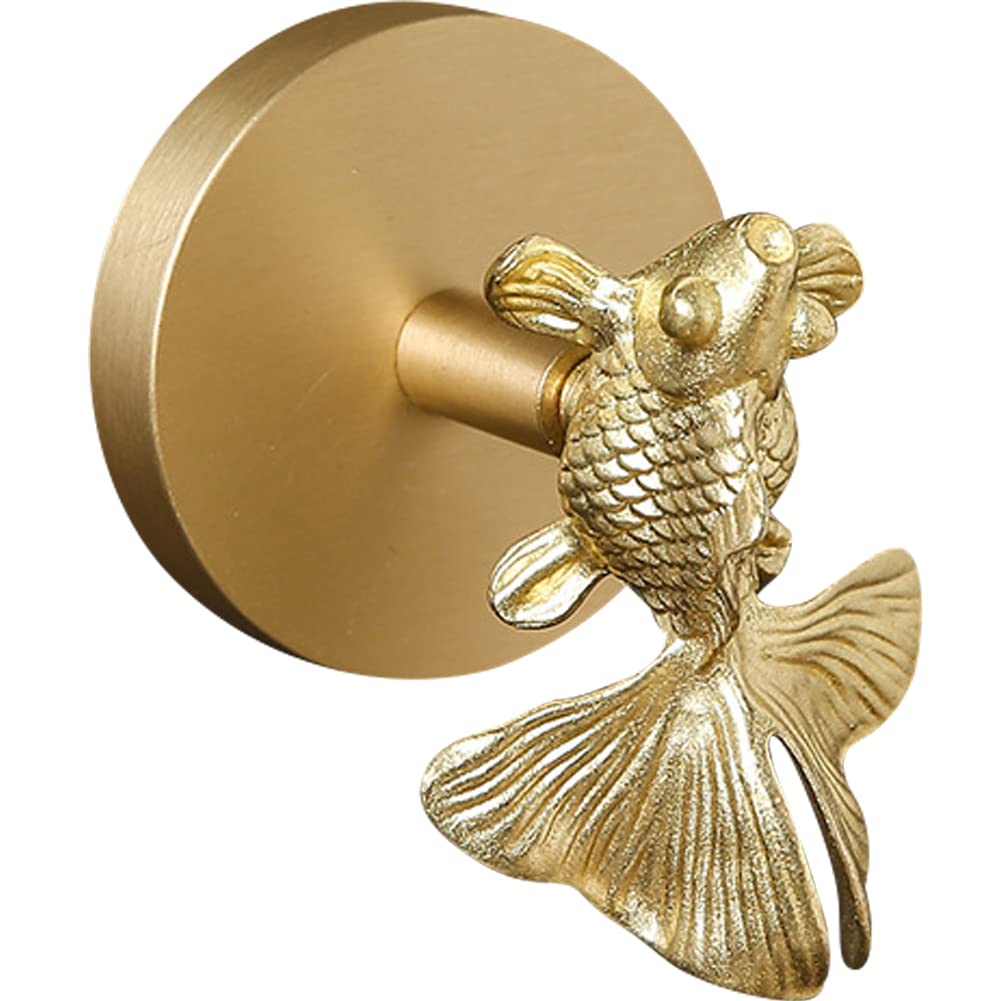 Wayuto Goldfish Brass Wall Hooks Heavy Duty For Hanging Metal Vintage Coat Hooks Wall Mounted Door Hook Rack Decorative Pegs For Hanging Bag Key Towel Or Purse