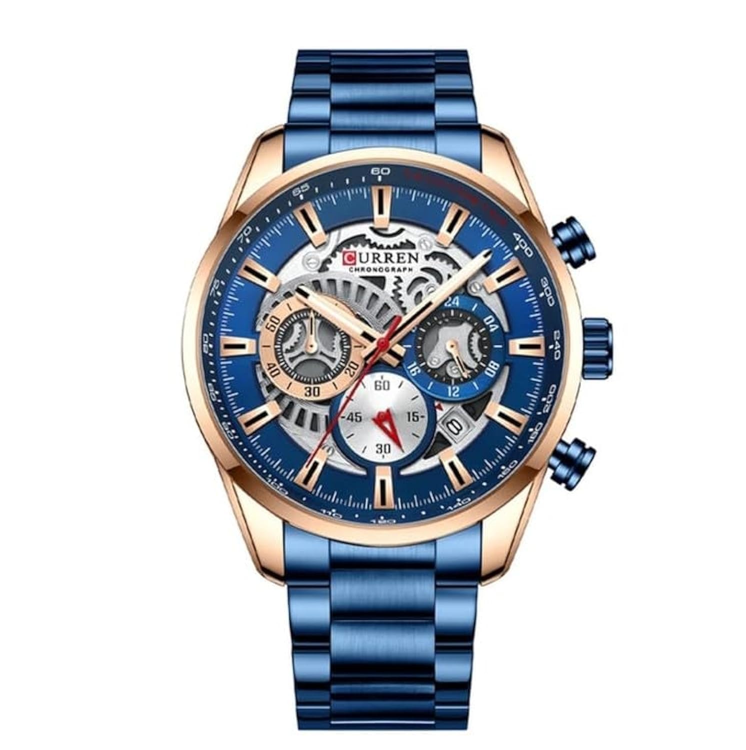 CURREN 8391 Top Luxury Brand Mens Casual Sports Watch Mens Watch, Waterproof Luminous Stainless Steel Mens Wrist Watch, BLUE, bracelet (B0C9YKTTHC) Amazon Price History, Amazon Price Tracker