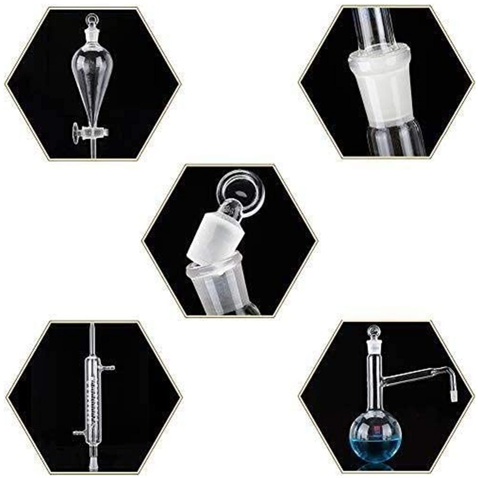 500 ML Distiller Distillation Lab Verrerie de Laboratoire Huile Essentielle Distillation Appareil Distiller Laboratoire de Chimie Verrerie Kit Set