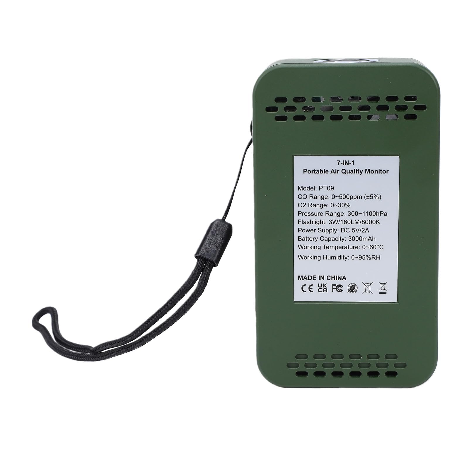 Keenso Detector de Oxígeno Compacto y Monitor de Humedad con Linterna y Cronómetro, Ideal para Acampar Viajar