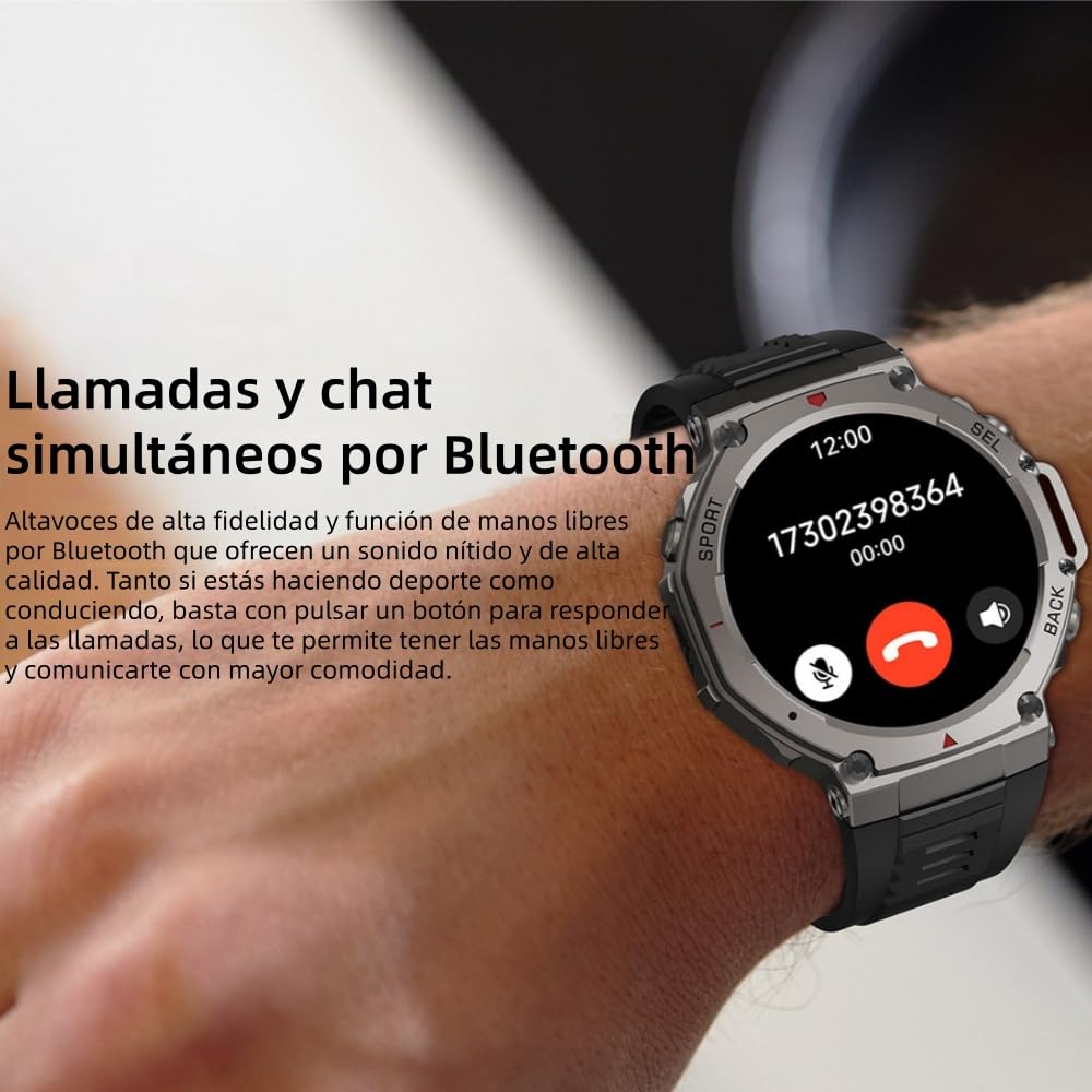 MEIION sekoda GPS smartwatch para Hombre y Mujer con Llamadas Bluetooth, 1,43" Pantalla, Pulsómetro, Monitor de Sueño, Podómetro, 170+ Modos Deportivos y Correa de Silicona Suave
