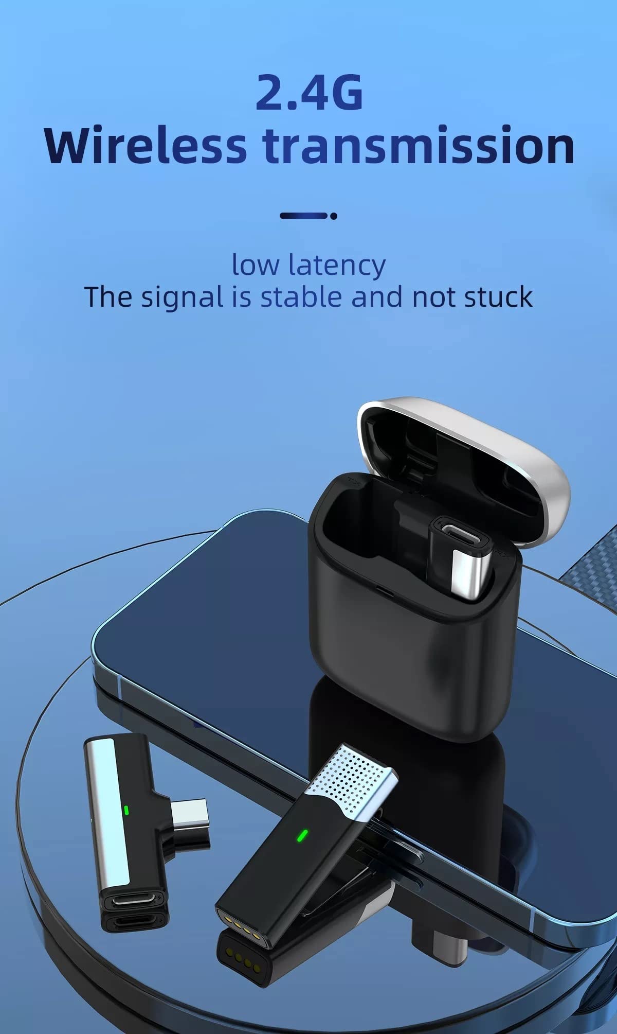 IBS Wireless Clip Mic, Wireless Lavalier Microphones Clip-on Microphone(Aisizo, for Smartphone, Laptop, Video Recording YouTube Live Stream (SX960 C-Type)