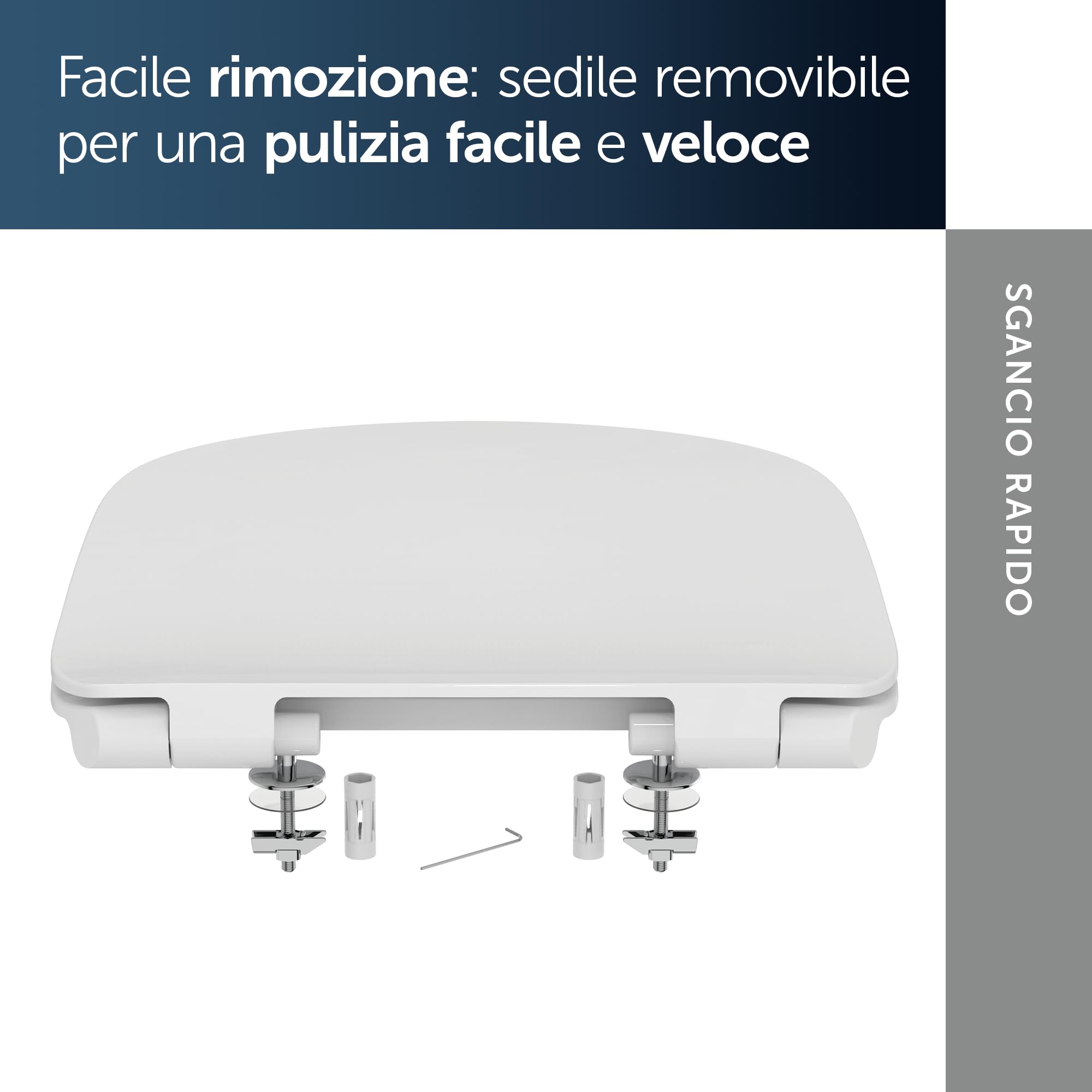 Ideal Standard Tesi sedile per WC con forma a D sottile – Bianco (Alpin) | con funzione di sgancio rapido per una facile pulizia, in robusto duroplast – Bianco (370x450x45 mm)