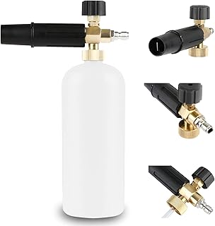 Snow Foam Lance 1/4" Quick Release Car Wash Sprayer Soap Jet Pot Gun, Adjustable Nozzle Cannon High Pressure Washer Dispenser 1L Bottle (Foam Cannon)