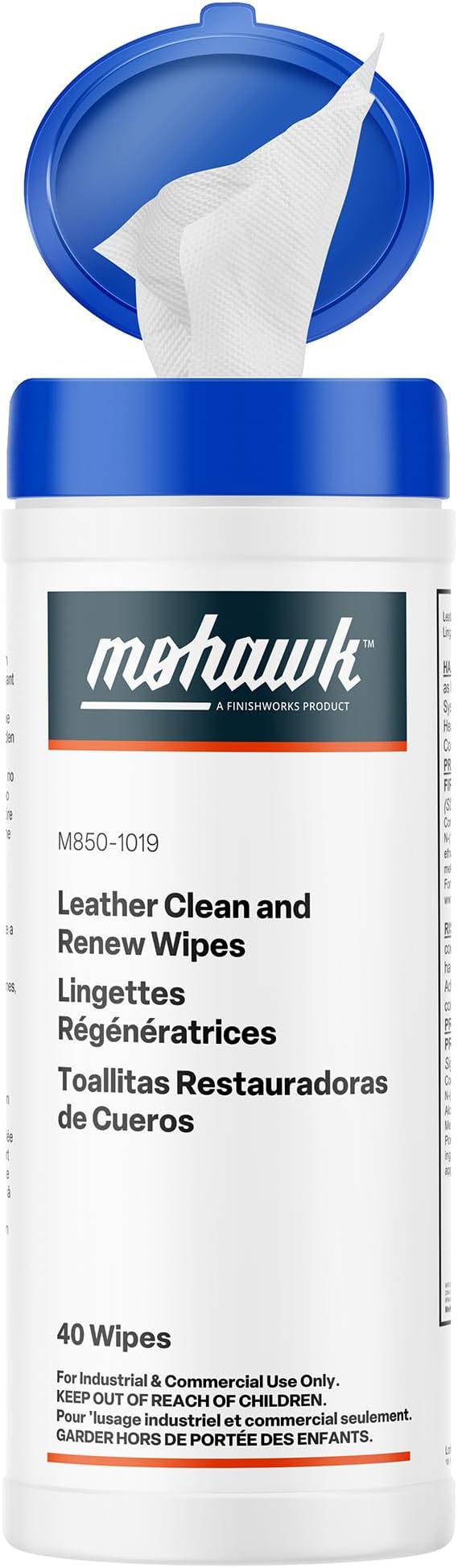 Mohawk Leather Clean and Renew Wipes, Leather Cleaner, M850-1019, 40 Sheets