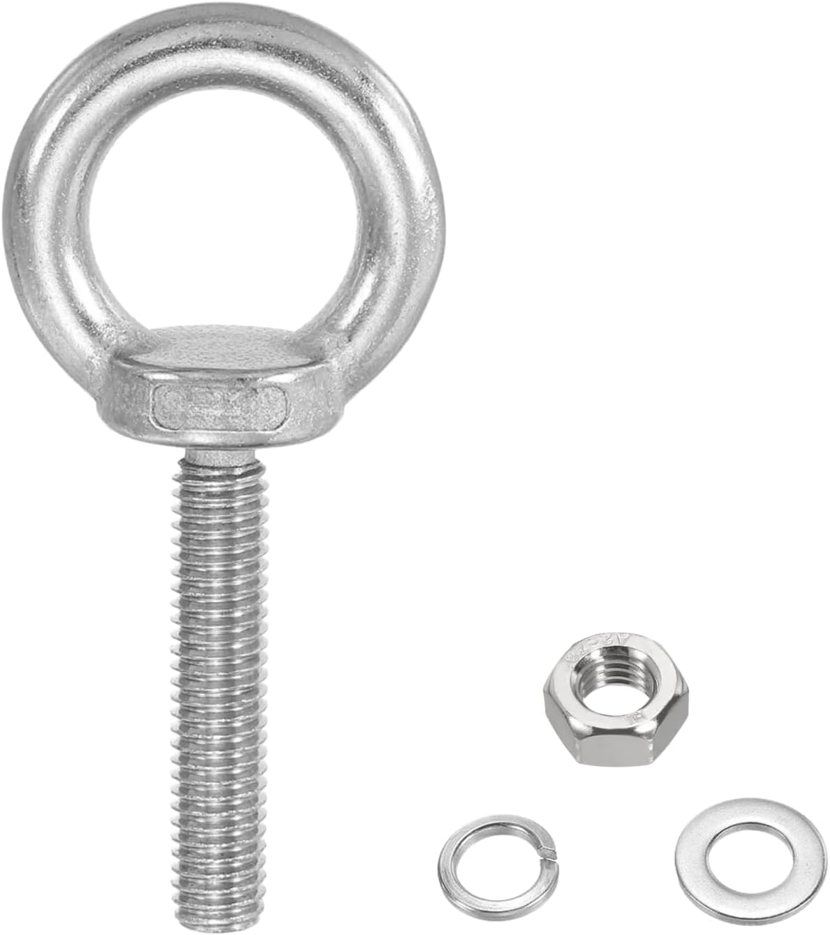 M10x100mm Eye Bolts 304 Stainless Steel Lifting Ring Threaded Eyebolt with Nuts Washers