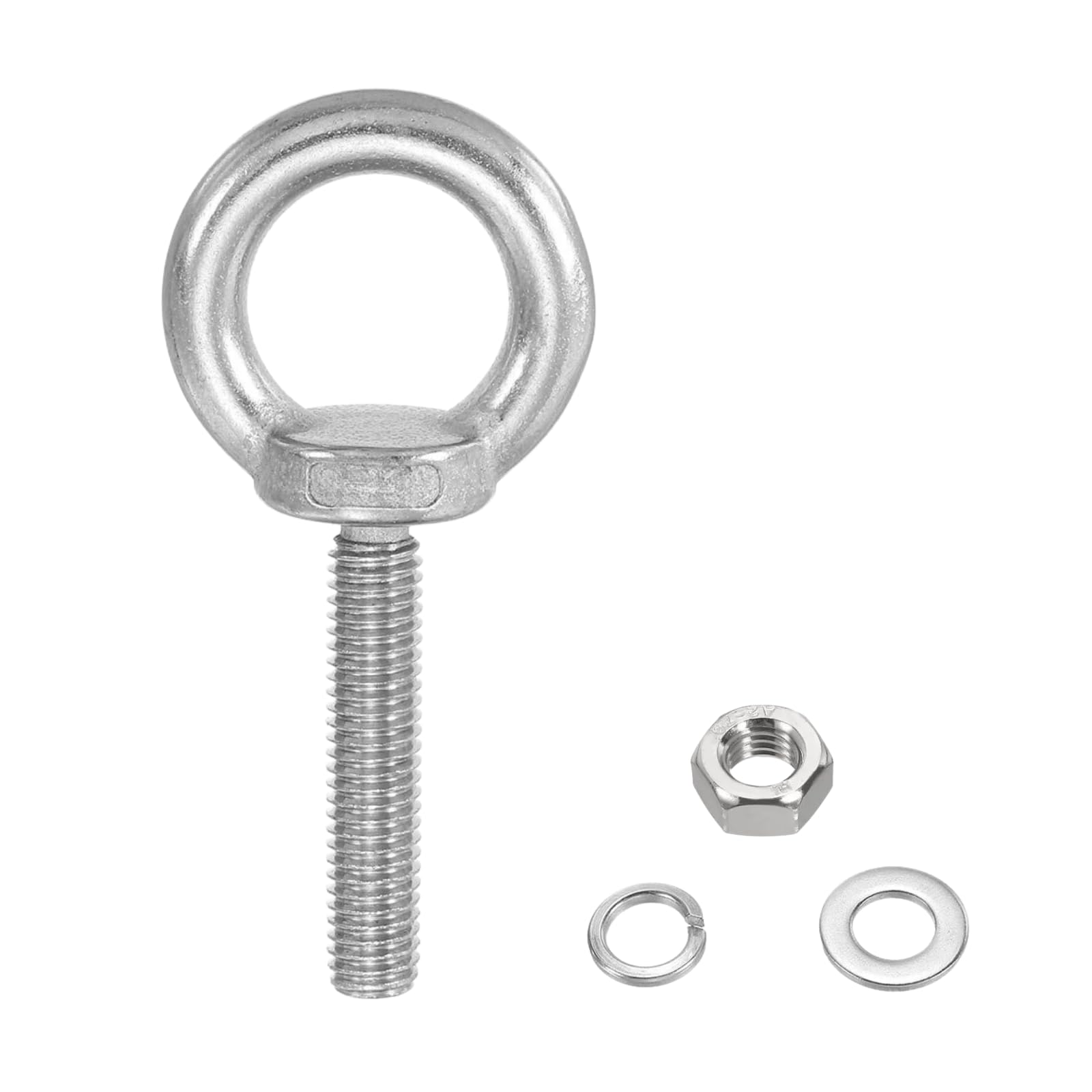 M10x100mm Eye Bolts 304 Stainless Steel Lifting Ring Threaded Eyebolt with Nuts Washers