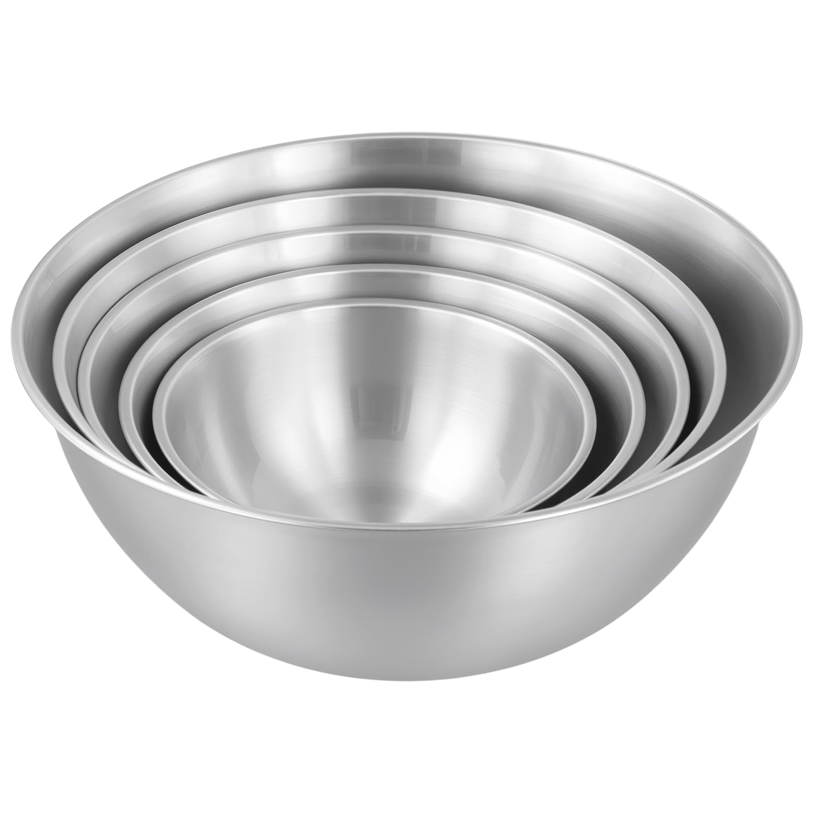 Juego de 5 Cuencos de Acero Inoxidable Apilables con Marcas de Medición - 800ml a 4000ml - Ensaladeras para Cocina, Mezclar y Servir - Apto para Lavavajillas