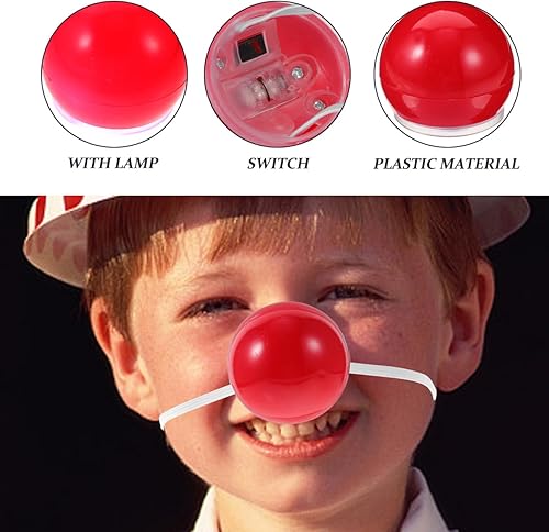 Miniatura 5 de STOBOK Nariz roja, 5 piezas de nariz de payaso LED, nariz roja iluminada, nariz de payaso brillante, nariz de payaso, accesorios de vestir para