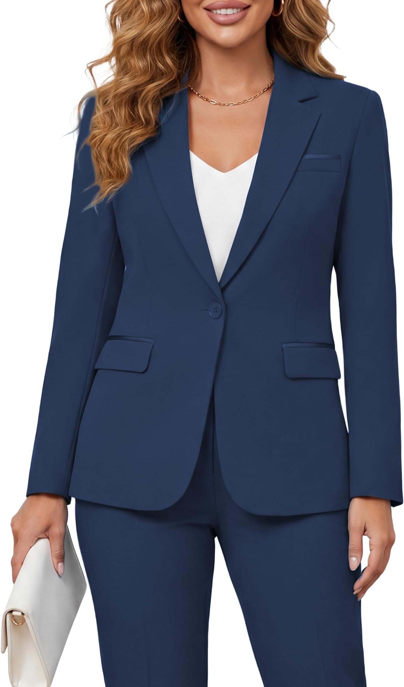 Women's 2 Piece Suit Notched Lapel One Button Slim Fit Business Office Work Tuxedo Blazer Pants Set