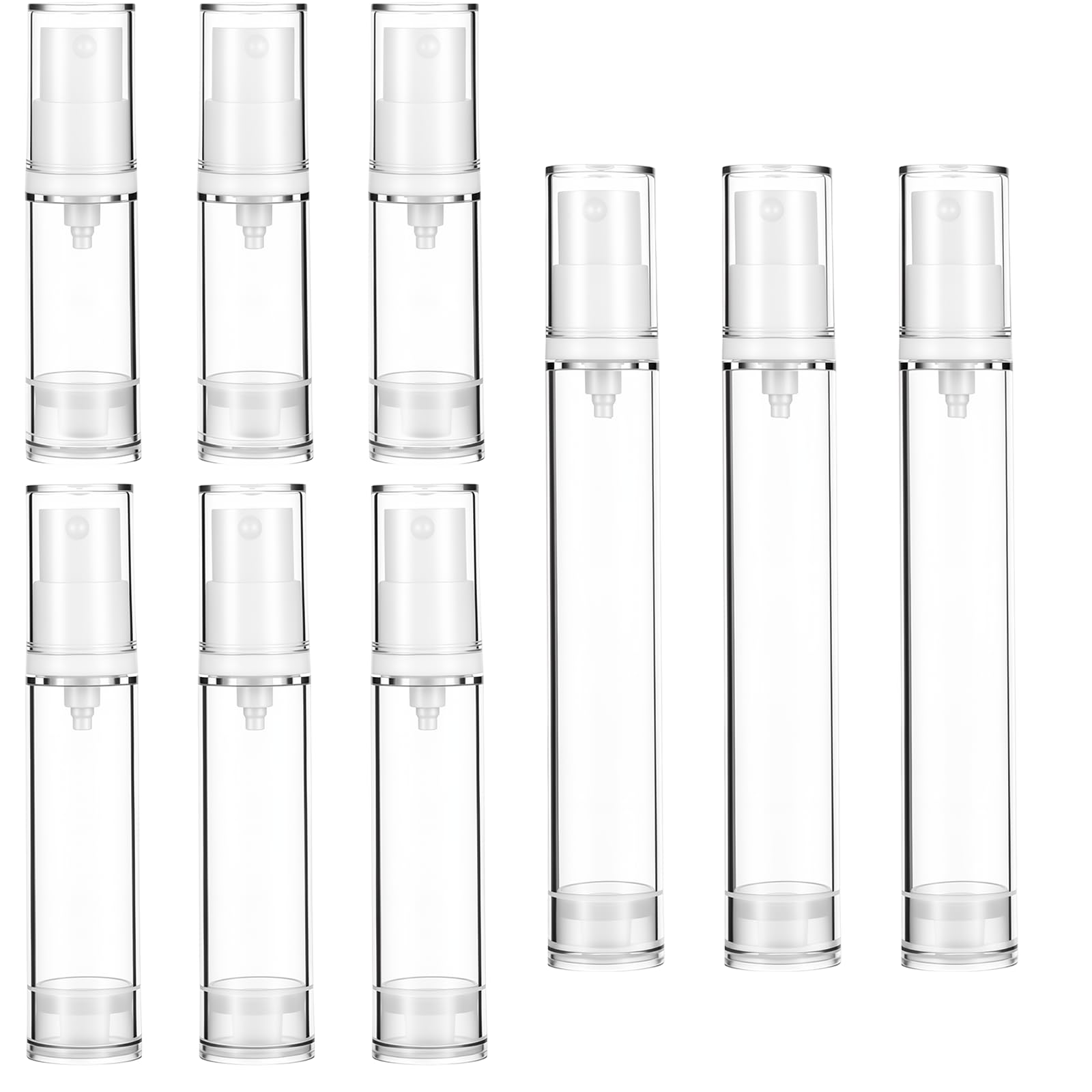 Airless, 12 sztuk dozowników z pompką, 5/10/15 ml, małe butelki na krem, do wielokrotnego napełniania, do podróży, balsamów, szamponów, kosmetyków