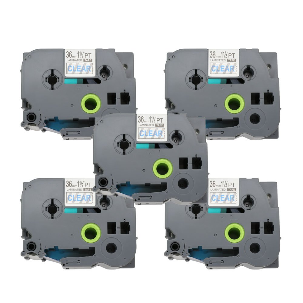 BROVACS 5 Pack Blue on Clear Label Tape Compatible for Brother P-Touch TZ 163 TZe 163 36mm 1 1/2" OPA1116Cx5