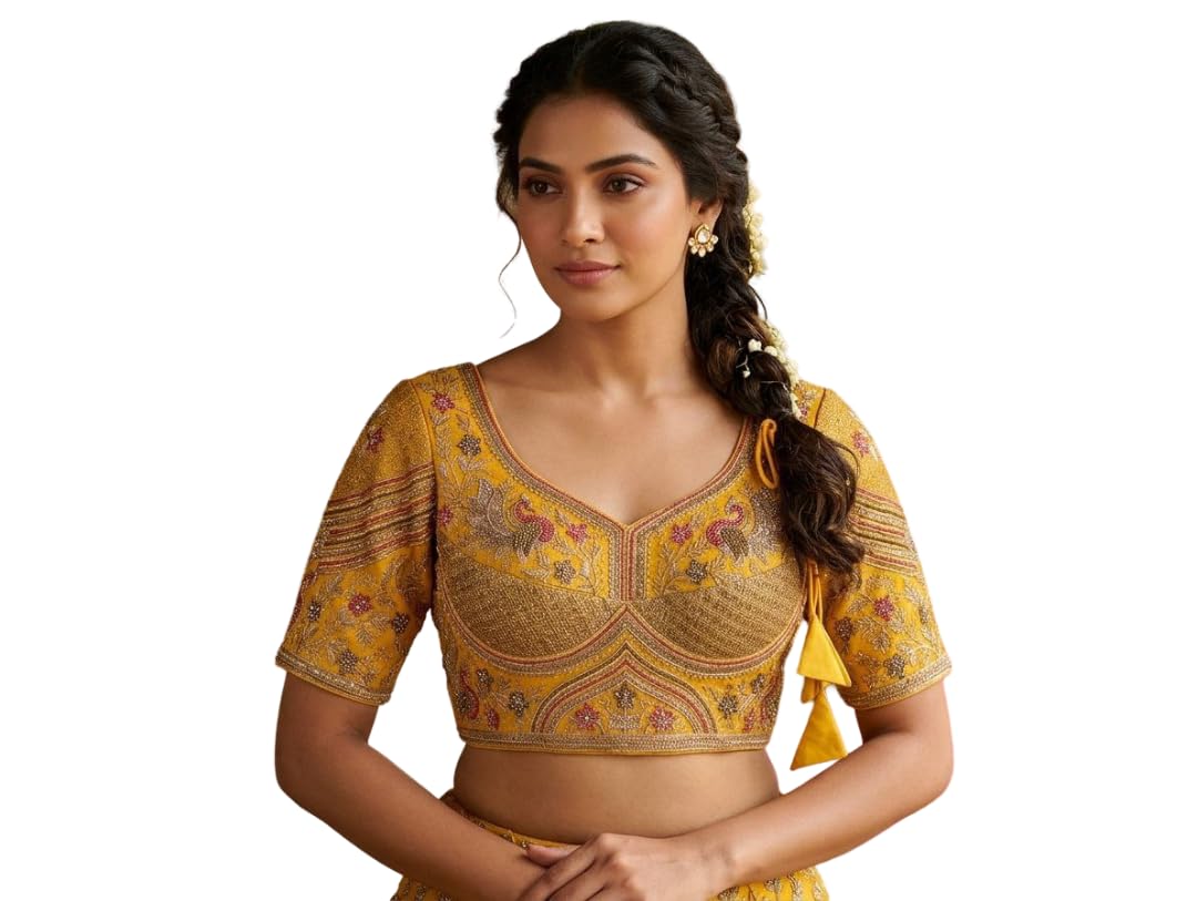 Women's Cotton Silk Stretchable (Smocked) Readymade Saree Blouse-image-10
