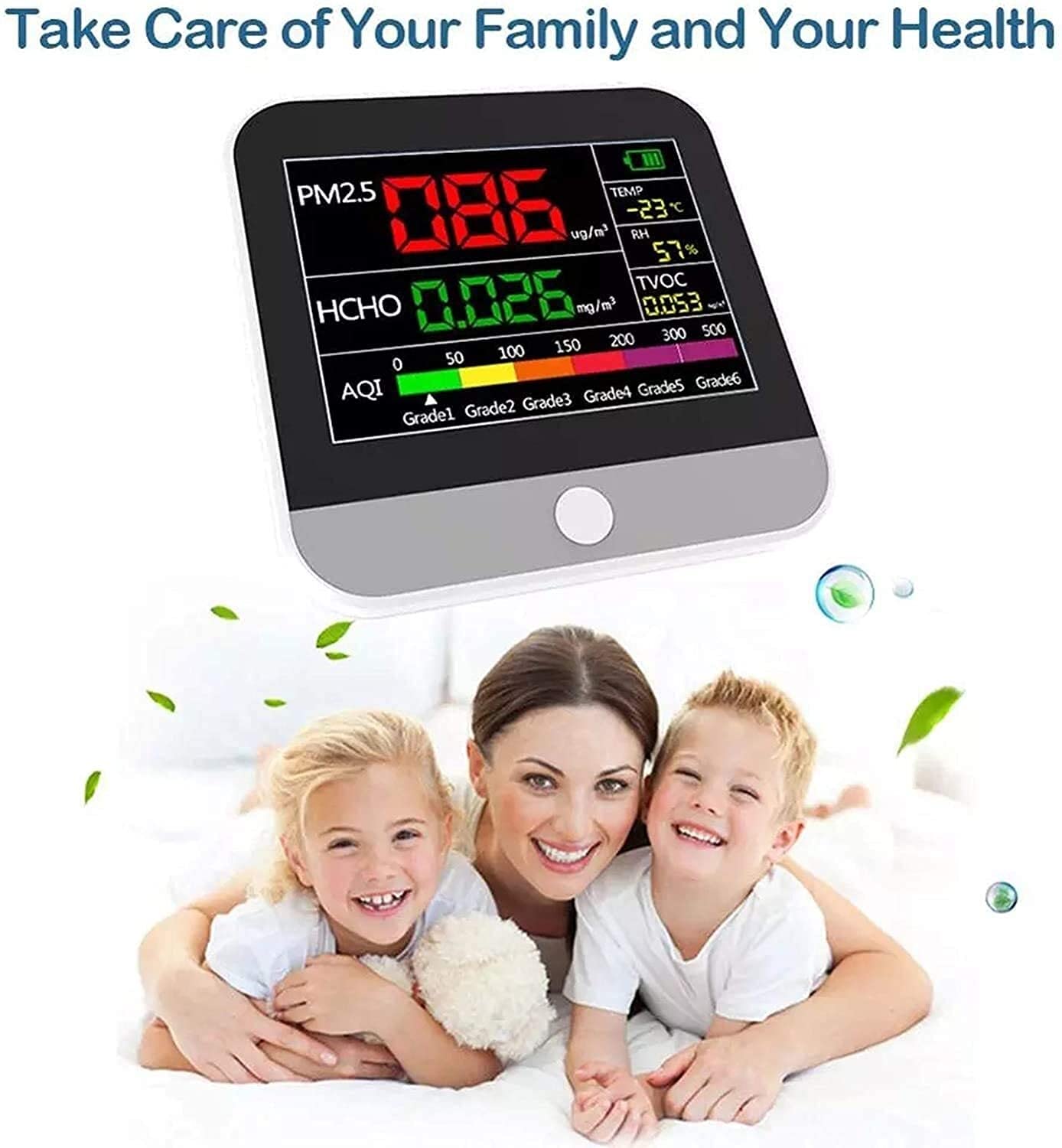Analizzatore di Gas, PM2.5 Formaldeide (HCHO) TVoc Tester Detector Air Inquinamento atmosferico Monitor Temp/Hum Diagnostic Meter Tool