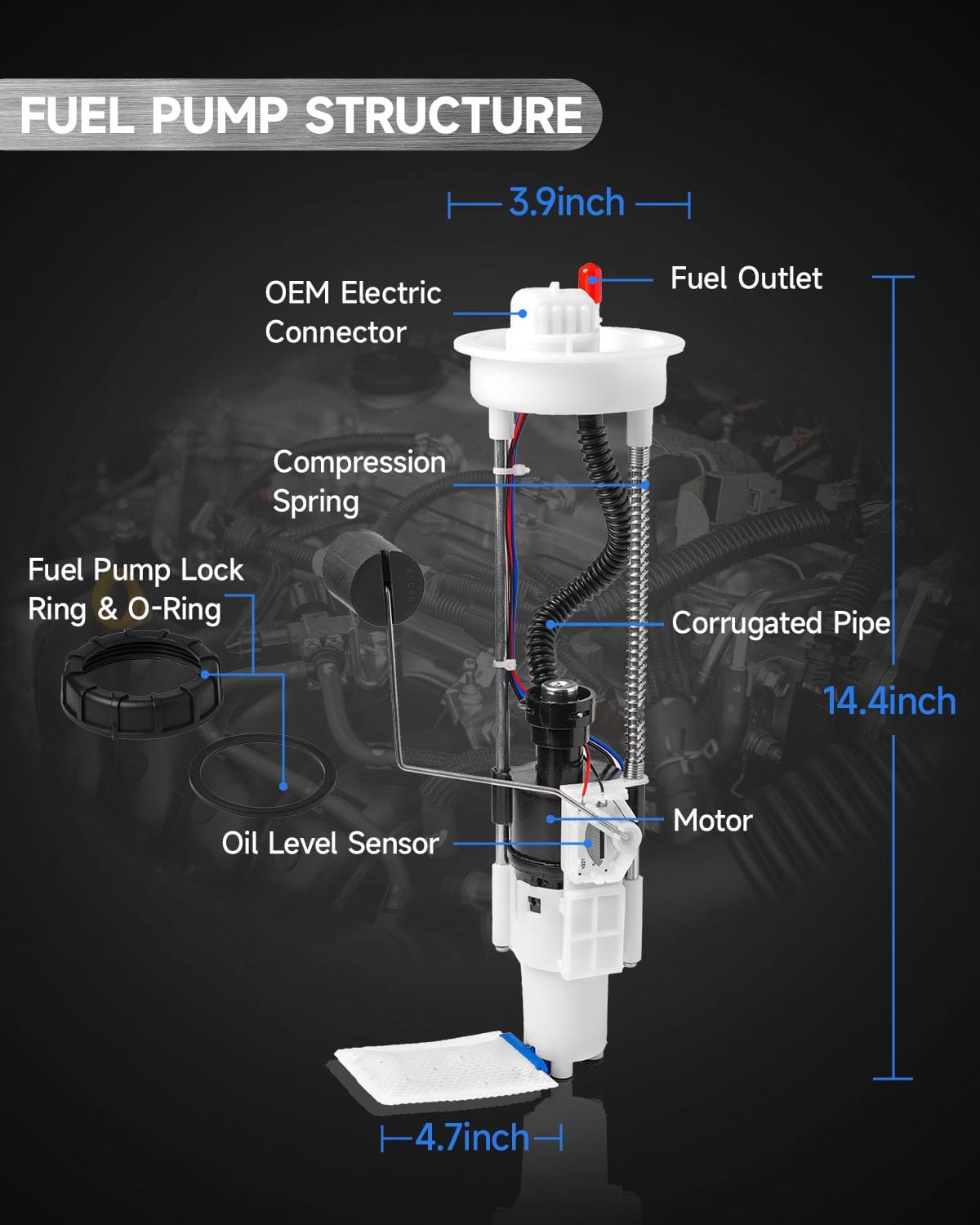 2204945 2208613 Fuel Pump Assembly Replacement Compatible with Polaris Ranger 570 Crew EFI 2014-2020, Ranger 800 Crew 800 EFI 2013-2019, Ranger 500 2017-2020,Ranger ETX / M1400 2015-2016