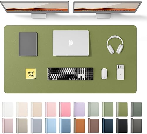 Miniatura 119 de YSAGi Protector de escritorio de piel, alfombrilla de oficina, alfombrilla grande para ratón, alfombrilla antideslizante de piel sintética, Azul