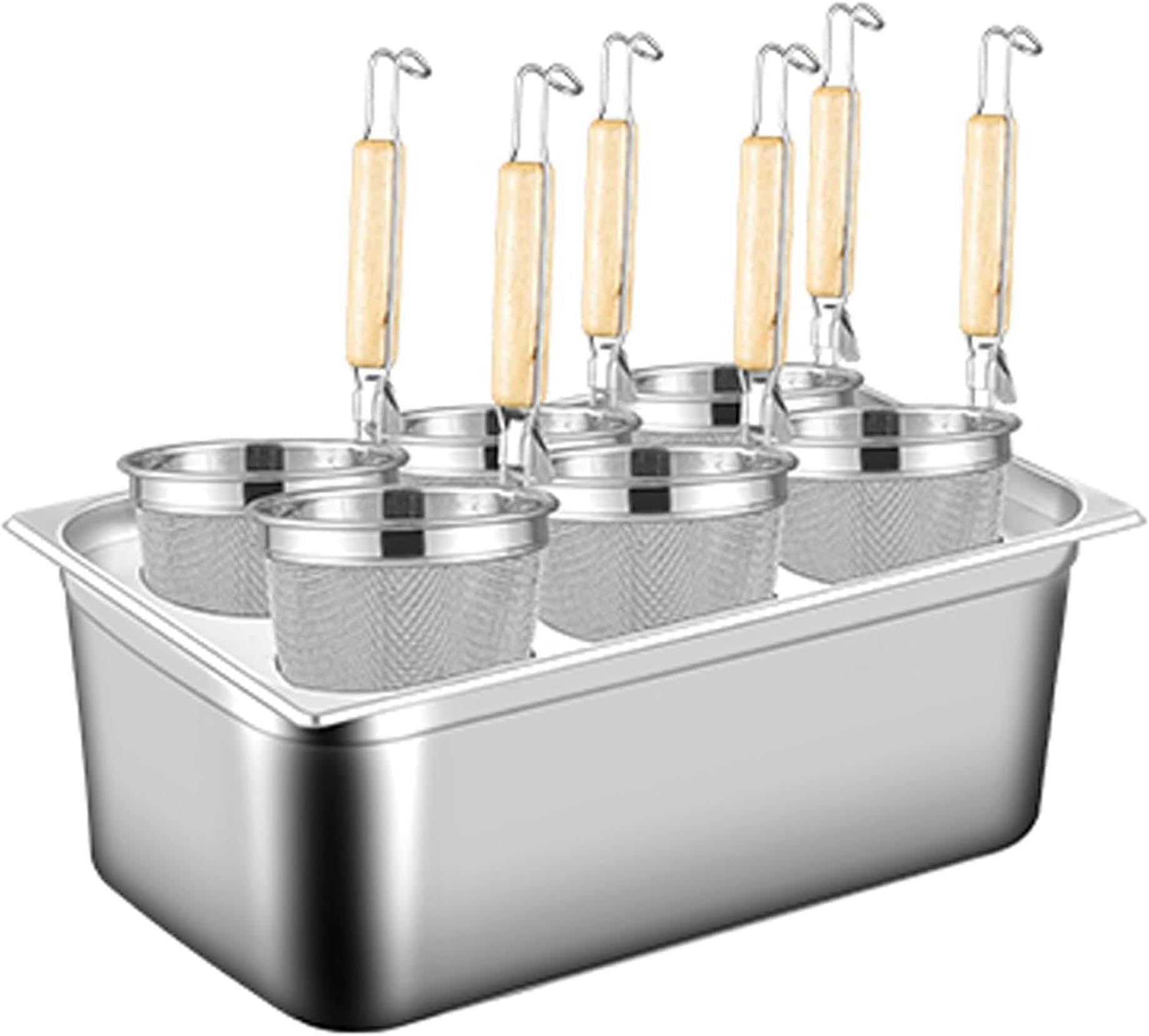 Pentole per la Pasta, cuocipasta a 2/4/6 Fori con colino, pentola Quadrata in Acciaio Inox con Coperchio per Noodles, Verdure e Ravioli, Set di pentole per Cucina Commerciale (6 Fori)