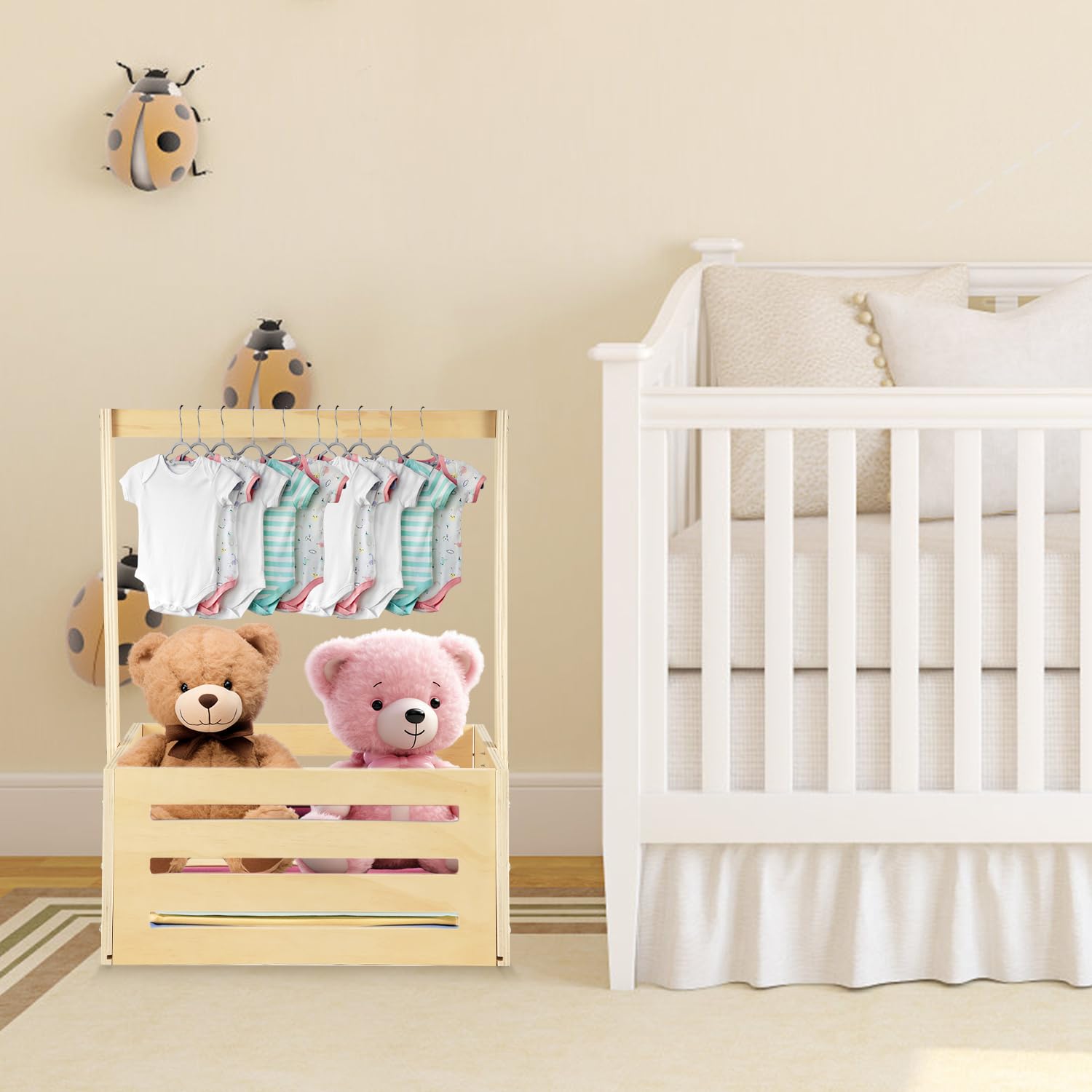 Cesto per bambini in legno, regalo per baby shower, armadio per bambini