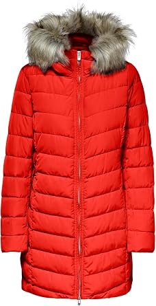 ONLNEWELLAN QUILTED HOOD FUR COAT CC OTW Kadın