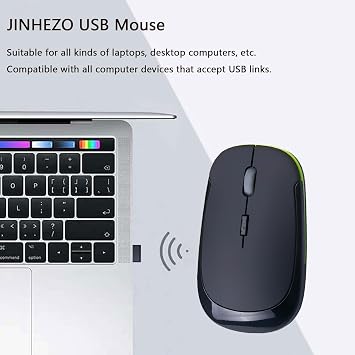 for Computer Laptop Mouse Wireless, 2.4G Portable USB Optical Wireless Slim Computer Mice with USB Nano Receiver, Compatible with Win XP, 8, 9, 10, 11, etc (Black)