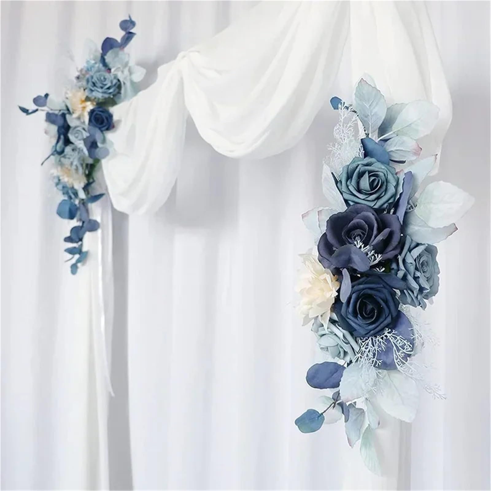 2 Set Künstliche Blume for Stuhl Dekor Hochzeit Stuhl Zurück Blume Elegante Stuhl Zurück Floral for Zeremonie Stuhl Für Stühle Blumenschmuck