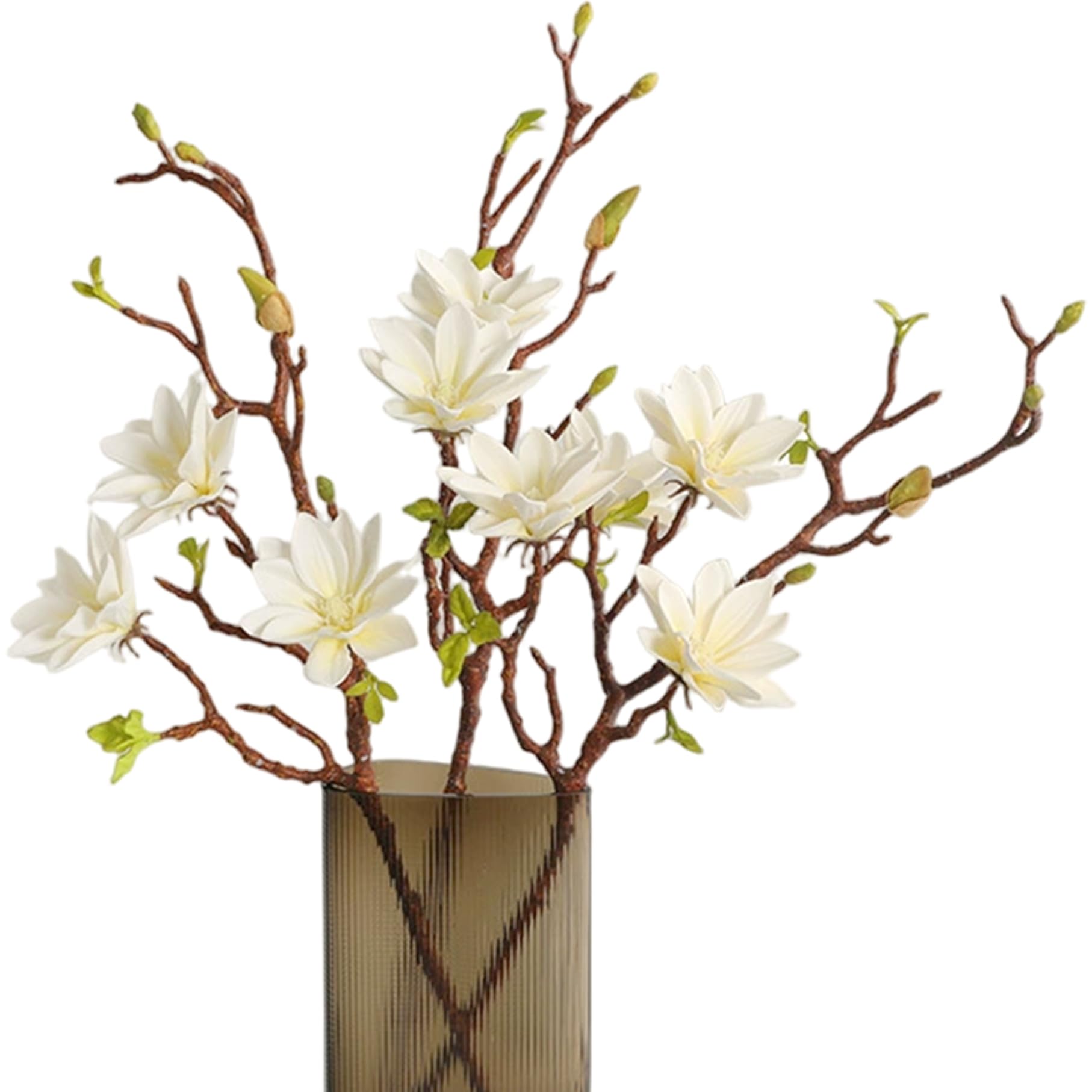 Fleurs magnolia artificielles à longue tige 28 pouces réalistes pour arrangement floral blanc