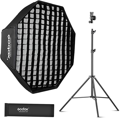 Godox 31.5"  80cm Octobox Reflectante Paraguas Rejilla Softbox 6.6 ft Soporte de Luz Tipo E Soporte de Zapata Caliente Kit Compatible Octobox para