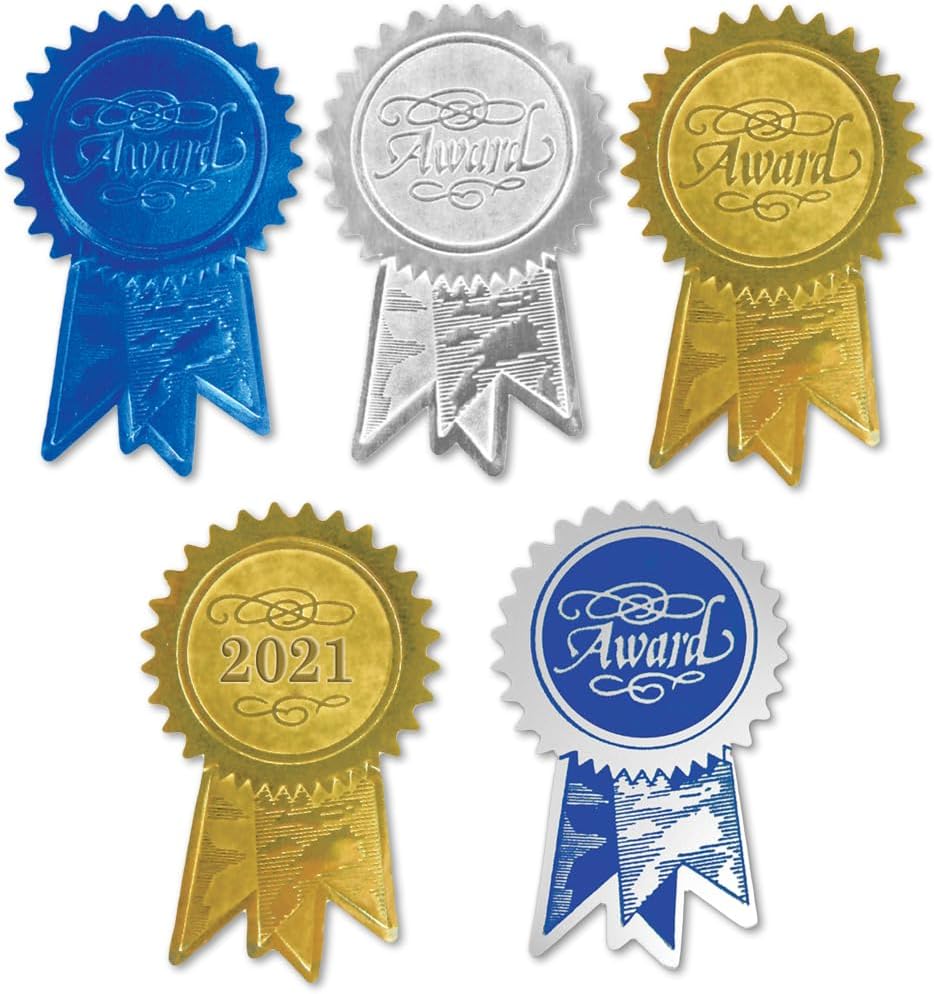 LabelsNstickers Custom Printed Standard Embossed Label Sheets - Ribbon Shaped - 1 1/2 x 2 - Metallic Silver - 100 Labels/Pack